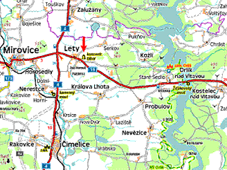 mapa Lety u Písku