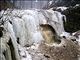 Vodopád v Podhůře uvězněný pod nezvykle mohutným ledovým příkrovem