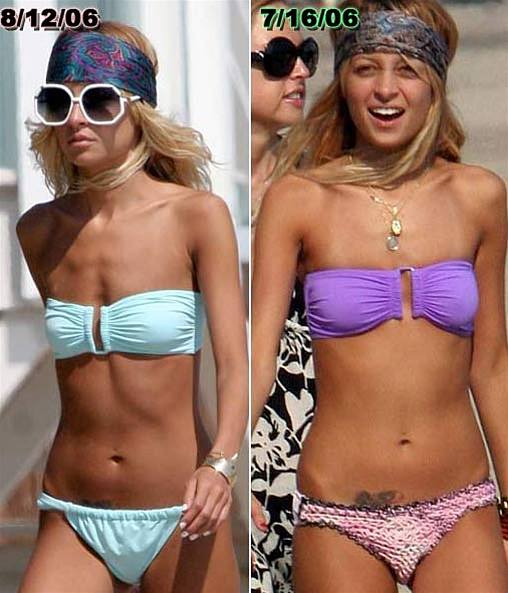 Nicole Richie od července (snímek vpravo) opět zhubla Nicole Richie od července (snímek vpravo) opět zhubla