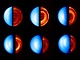 první měření z Venus Express - polární oblast (vlevo v UV, vpravo v IR)