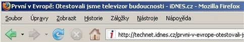 Lišta prohlížeče Firefox