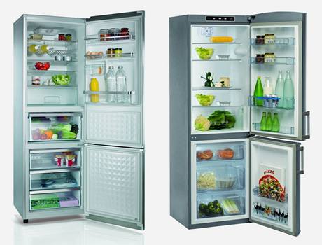 Chladničky se speciálními izolacemi zvětšily svůj vnitřní, nikoli vnější objem - vlevo Panasonic, vpravo Whirlpool Chladničky se speciálními izolacemi zvětšily svůj vnitřní, nikoli vnější objem - vlevo Panasonic, vpravo Whirlpool