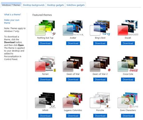 Galerie motivů pro Windows 7 - samé známé firmy Galerie motivů pro Windows 7 - samé známé firmy