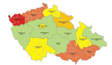 Mapa zobrazující poměr mezi bodovanými a registrovanými řidiči podle krajů k 30. prosinci 2009. Mapa zobrazující poměr mezi bodovanými a registrovanými řidiči podle krajů k 30. prosinci 2009.
