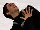 NEČEKANÝ VÍTĚZ. Americký krasobruslař Evan Lysacek při volné jízdě. NEČEKANÝ VÍTĚZ. Americký krasobruslař Evan Lysacek při volné jízdě.