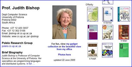 Profesorka Judith Bishop působí na Univerzitě v Pretorii a také u Microsoftu Profesorka Judith Bishop působí na Univerzitě v Pretorii a také u Microsoftu