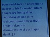 Paroubkova SMS, v níž původně odmítl rozhovor pro iDNES.cz