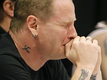 Odmaskovaná kapela Slipknot na tiskové konferenci (USA, 25. května 2010)