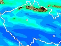 Očekávané srážky, úterý 14:00 Očekávané srážky, úterý 14:00