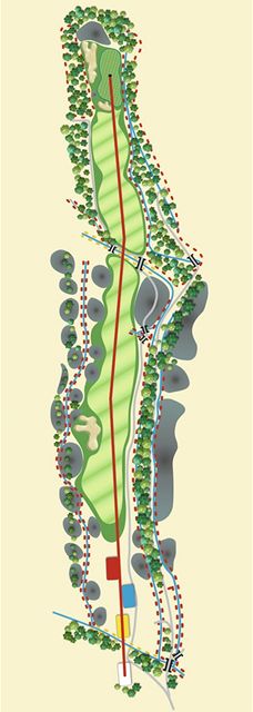 Golfové hřiště Old Course v Čeladné, jamka č. 1, grafika.