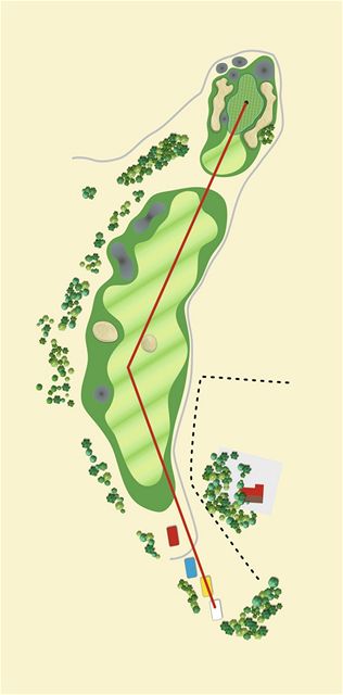 Golfové hřiště Old Course v Čeladné, jamka č. 5 - nákres.