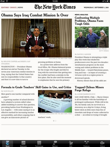 Aplikace pro iPad - NY Times Editors Choice