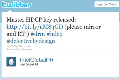 HDCP master key na Twitteru HDCP master key na Twitteru