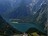 Pohled vyhlídky na vrcholu Jenner (1874 m. n. m.) na jezero Königssee, které patří ke nejčistším v Německu