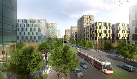 Takto by měla vypadat realizace projektu Žižkov City v místech dnešního nákladového nádraží v Praze 3. Takto by měla vypadat realizace projektu Žižkov City v místech dnešního nákladového nádraží v Praze 3.