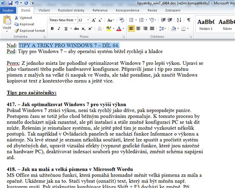 Tipy a triky pro Windows 7 Tipy a triky pro Windows 7