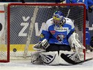 TO UŽ NECHYTÍM. Plzeňský brankář Marek Mazanec pouští za svá záda puk po střele TO UŽ NECHYTÍM. Plzeňský brankář Marek Mazanec pouští za svá záda puk po střele