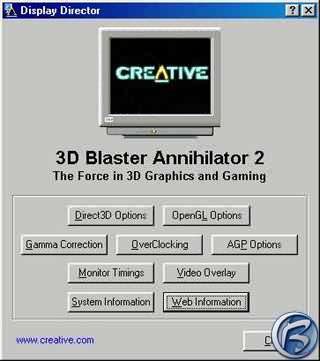 Pokročilejší ovladače Fastrax ke kartě Creative Blaster Annihilator Geforce GTS