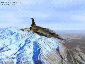 F-16 nad zasněženými horami