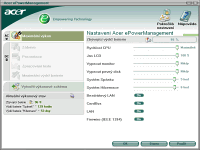 Acer ePowerManagement - větší obrázek z programu