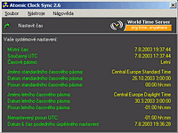 Atomic Clock Sync - větší obrázek z programu
