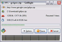GetRight 6.0 - větší obrázek z programu
