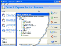 Outlook Express Backup Restore - větší obrázek z programu