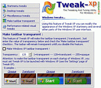 Tweak-XP - větší obrázek z programu