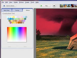 Picasa - přechodový barevný filtr pro obarvení oblohy
