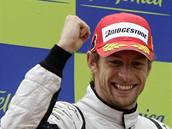 Jenson Button z Brawn GP se raduje z vítězství ve VC Španělska