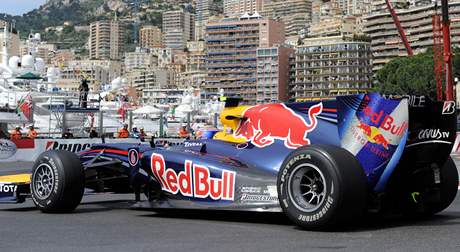 Mark Webber při kvalifikace velké ceny Monaka F1.