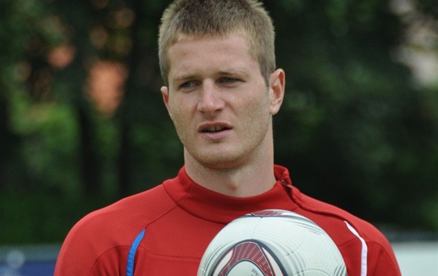 Ondřej Mazuch během tréninku na mistrovství Evropy do 21 let.